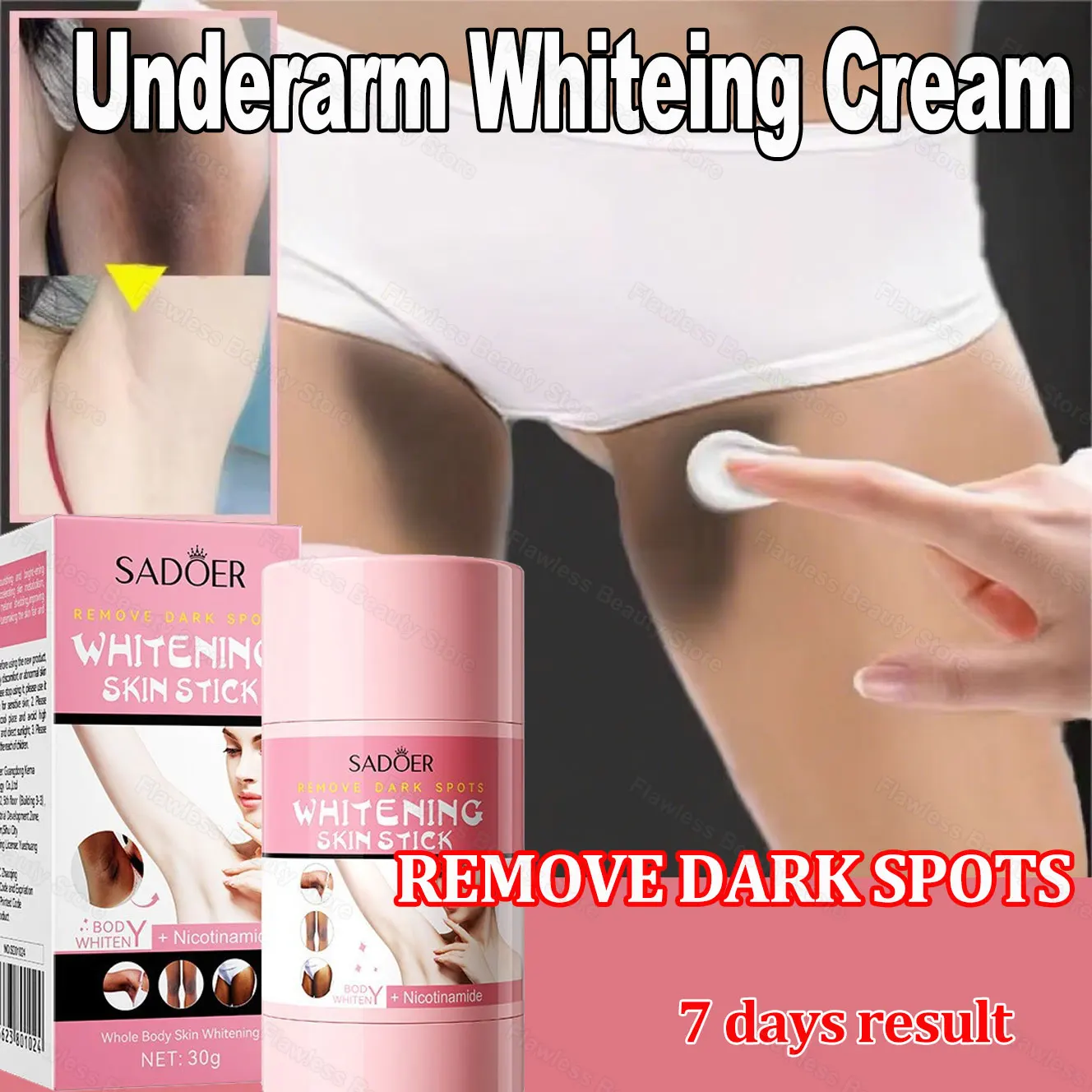 

Niacinamide Whitening Cream Stick Remove Dark Spots Bleaching Private Parts Underarm Brighten Butt Knee Inner Thigh Body Care