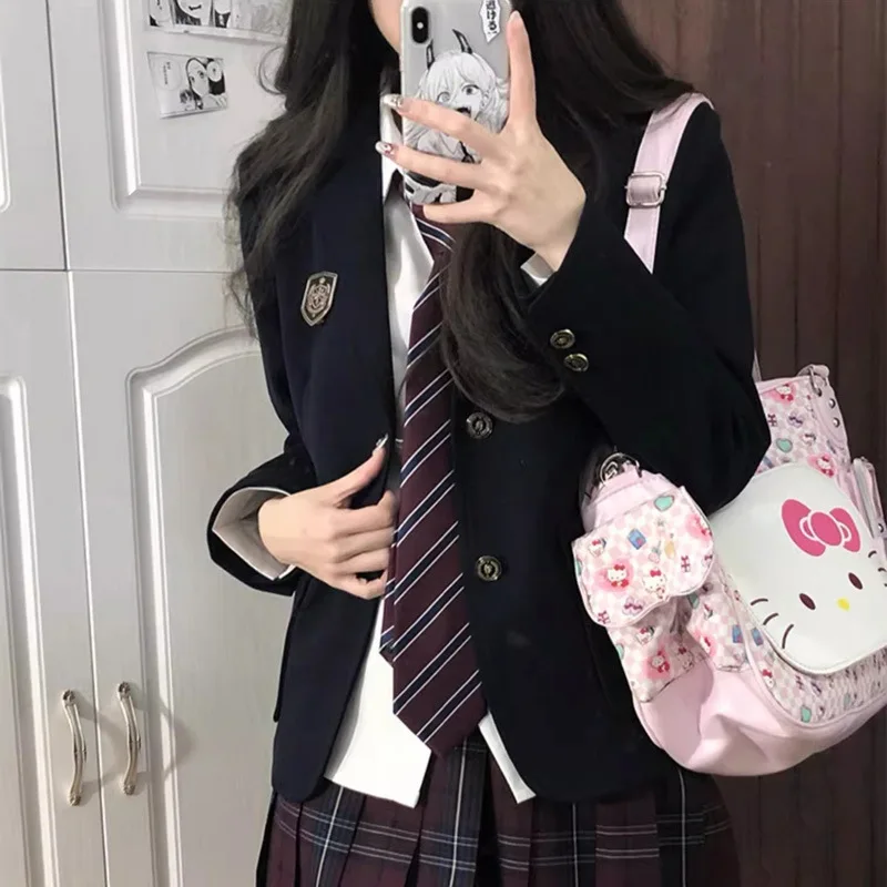 JK Jacquard Tie Striped Handmade No-Knot Design DK Uniform Shirts Versatile Accessories for School Uniforms Unisex