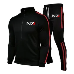 N7 Mass Effect 2024 Men's Sweatshirt Set brand Comfortable Casual Sports Men's zipper Jacket + Sweatpants 2-piece sportswear set