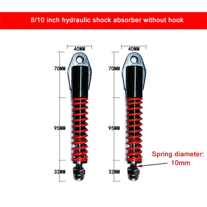 

TURE 2 PCS Electric Scooter Hydraulic Front Shock Black & Red Metal 8 Inch 10 Inch Refitted Vehicle Spring Shock Scooter Accesso