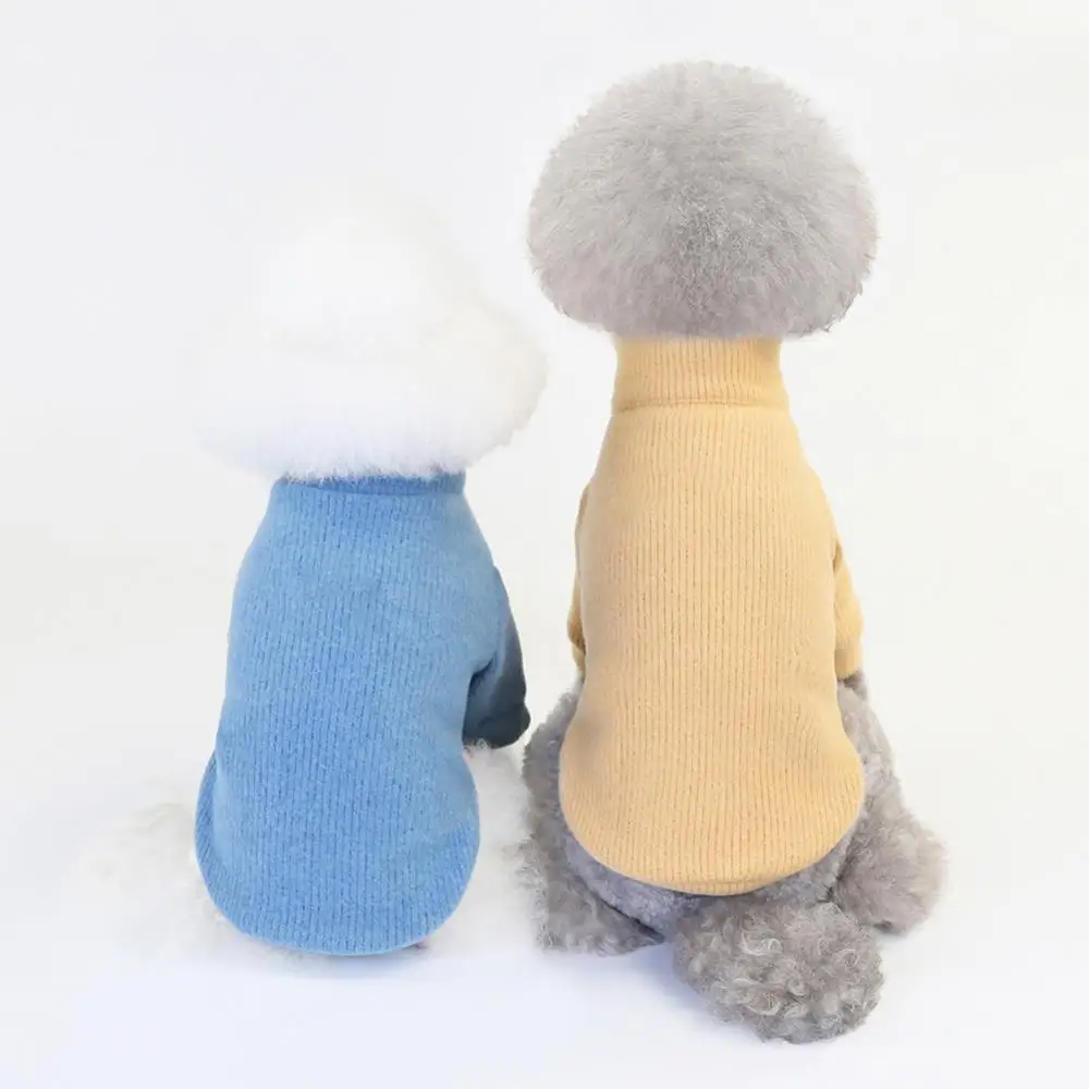 Winter Dog Hoodies Solid Color Warm Soft Puppy Pullover Slim Zipper Round Neck Cat Puppy Knitted Sweater Pets Apparel Outdoor