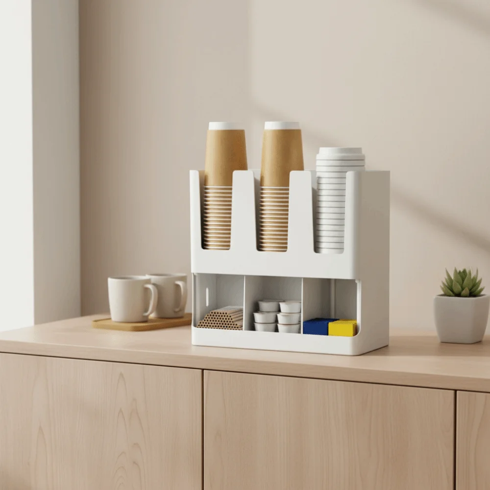 

Plastic Disposable Paper Cup Holder Wall Mounted Large Capacity Paper Cup Storage Rack Space Saving Drink Cup Holder Bar