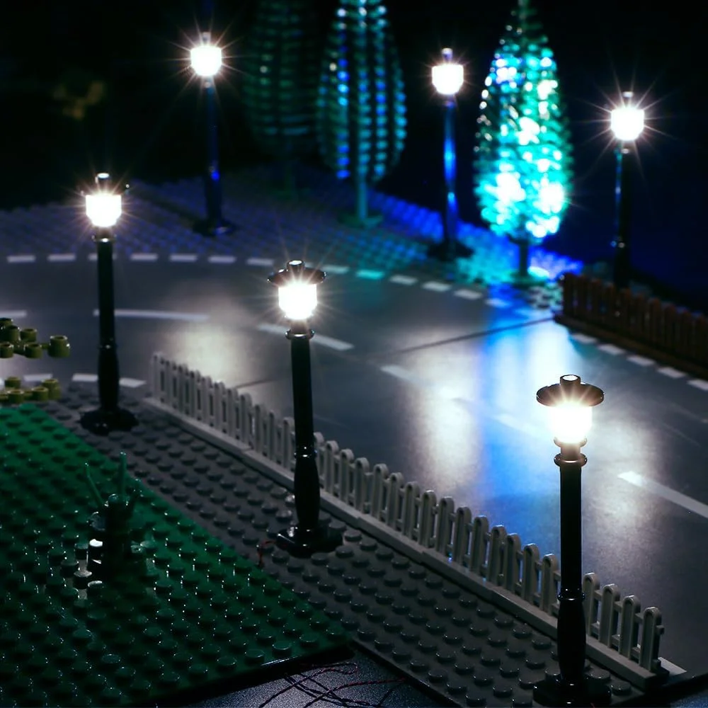 5PCS City Street Light Led Building Block Lamp MOC Compatible with Bricks Powered By USB Cable (excluding Battery)