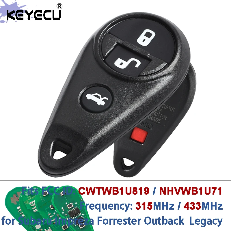 

KEYECU CWTWB1U819 NHVWB1U711 Mexico 315MHz 433MHz Remote Key Fob for Subaru Impreza Forrester Outback Legacy Tribeca B9 2009-13