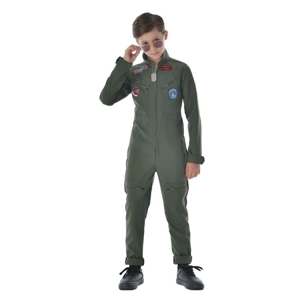 Boys Aviator Pilot Uniform Cosplay Kids Children Halloween Policeman Costume Carnival Purim Parade Role Play Showing Party Dress