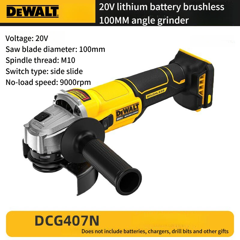 

Аккумуляторная угловая шлифмашина DeWalt DCG407N-A9 20V MAX, бесщеточная, 100 мм (4 дюйма), с ползунковым переключателем, без аккумулятора и зарядного устройства