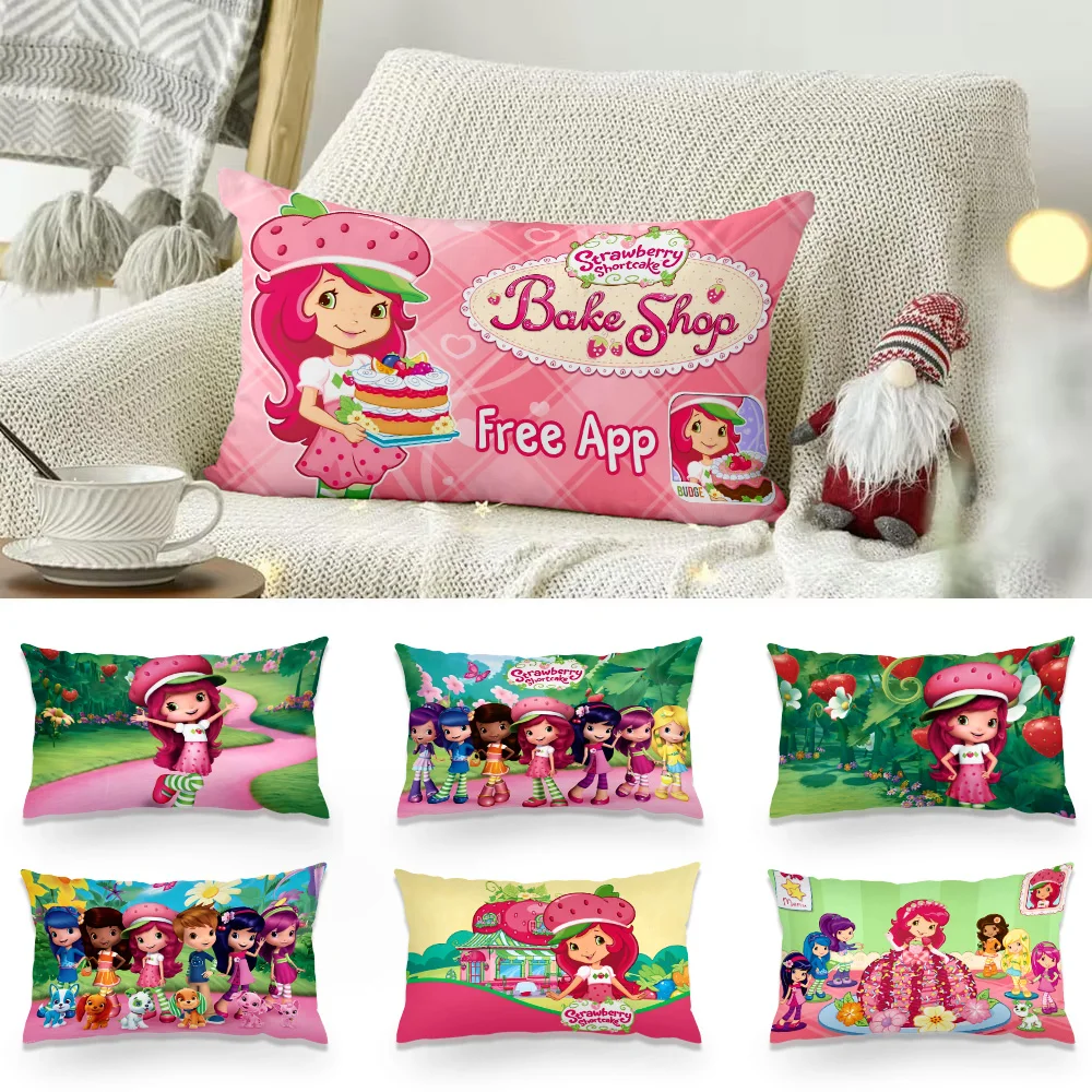 Double-sided Printing Rectangle Pillow Anime Strawberry Shortcake Case Bedside Pillow Sofa Cushion Cover Room Home Decoration