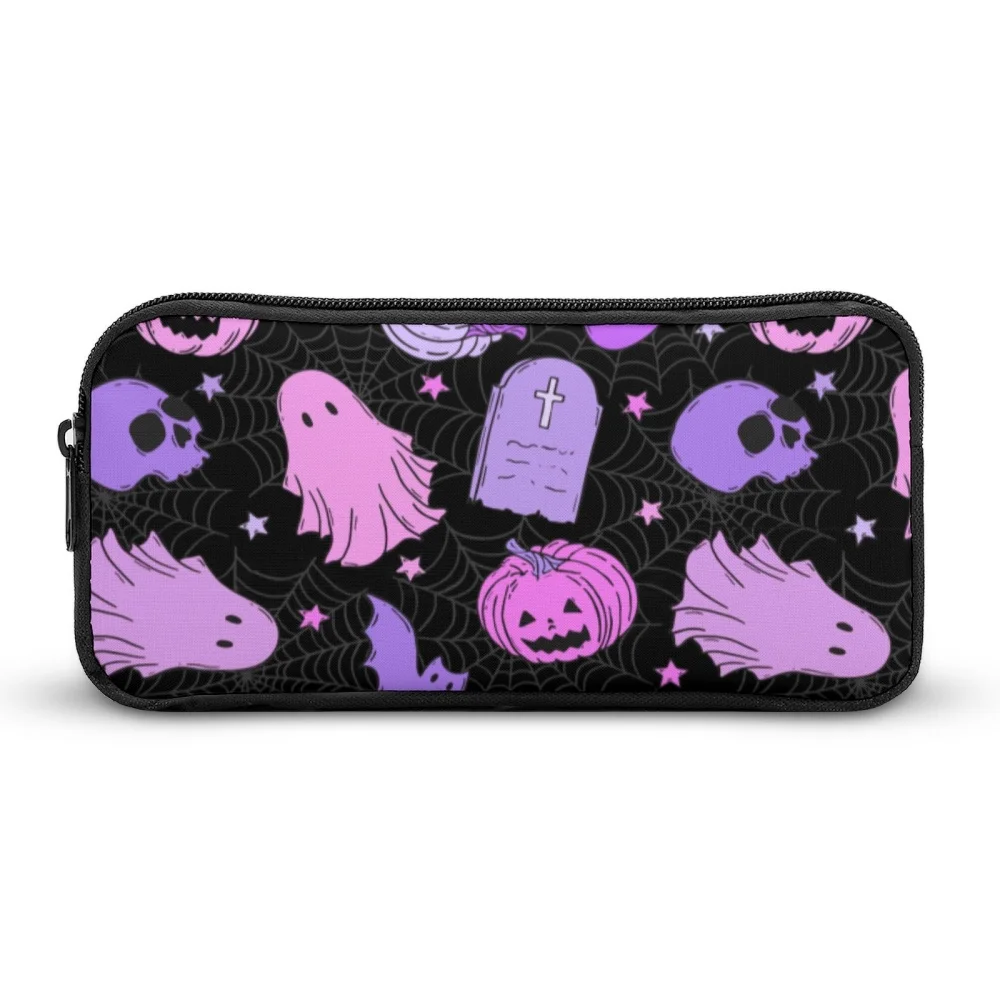 

1PCS Cartoon Halloween Pumpkin Pattern Black Pencil Case, Large Capacity, Sturdy & Durable, Suit for Pen Case, Easy To Carry