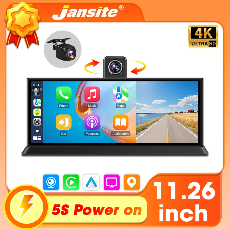 

10,26/11,26 дюймов 4K видеорегистратор беспроводной Carplay Android Auto автомобильный видеорегистратор камера заднего вида видеорегистратор мультимедийные автомобильные аксессуары FM
