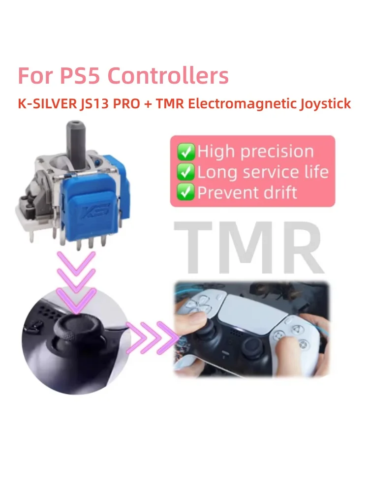 K-SILVER TMR/Hall Elektromagnetyczny Joystick Zapobiegający Driftowaniu, Ulepszenie do Kontrolerów PS5, Joystiki z Magnetyczną Oporową Odpornością na Tunelowe Efekty — zdjęcie produktu 7