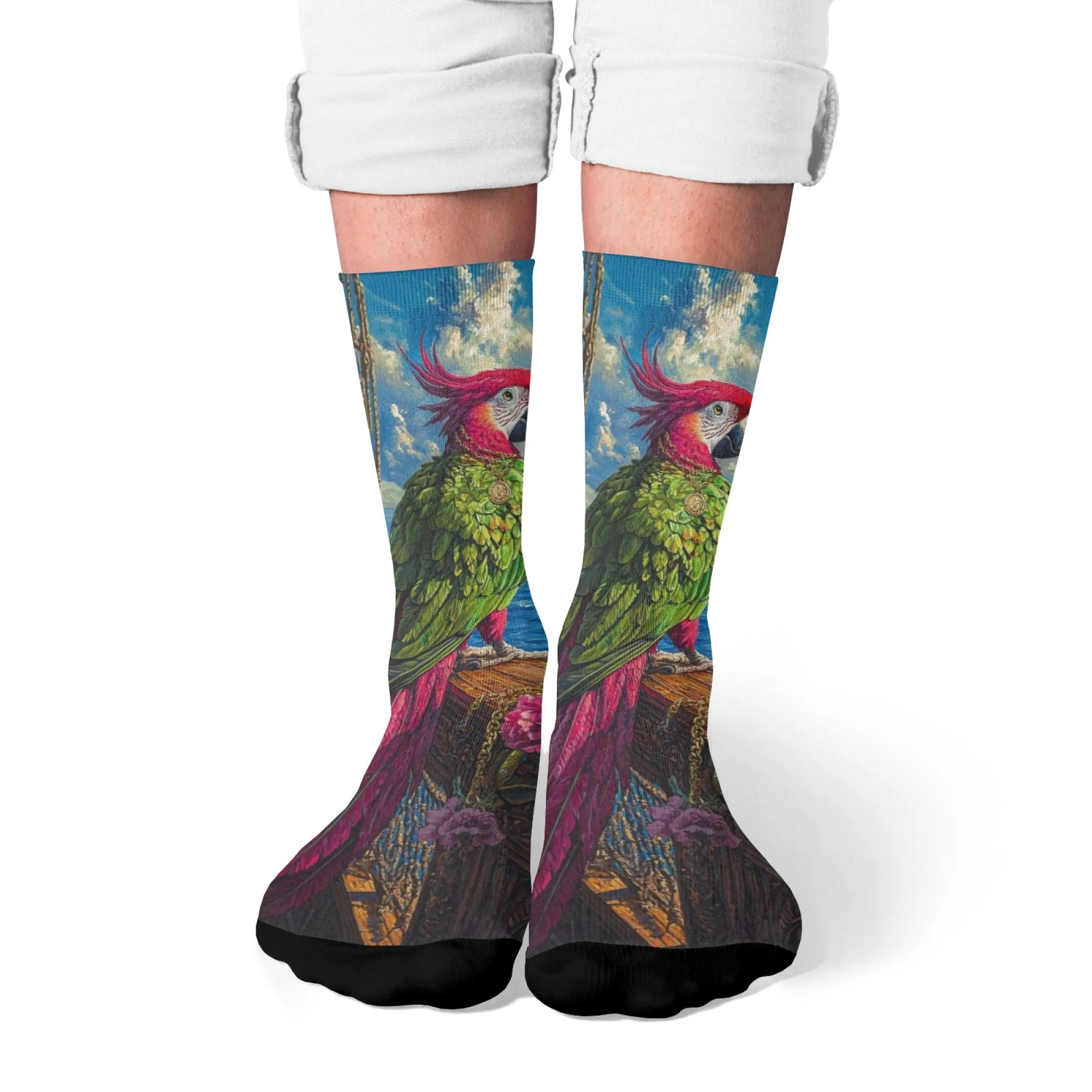 Harajuku Retro Exotische Papagei Druck männer Socken Roman Trendy Tropischen Stil Casual Socken Straße Lustige Crew Socken Party Geschenke