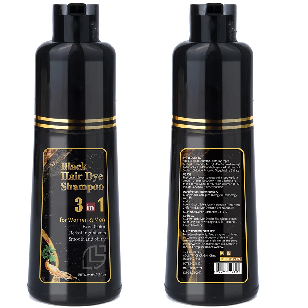 

3 in 1 Black Hair Darkening Shampoo for Gray Hair 200ML Fast Effective Repair Whtie Gray White Color Dye To Natural Hair