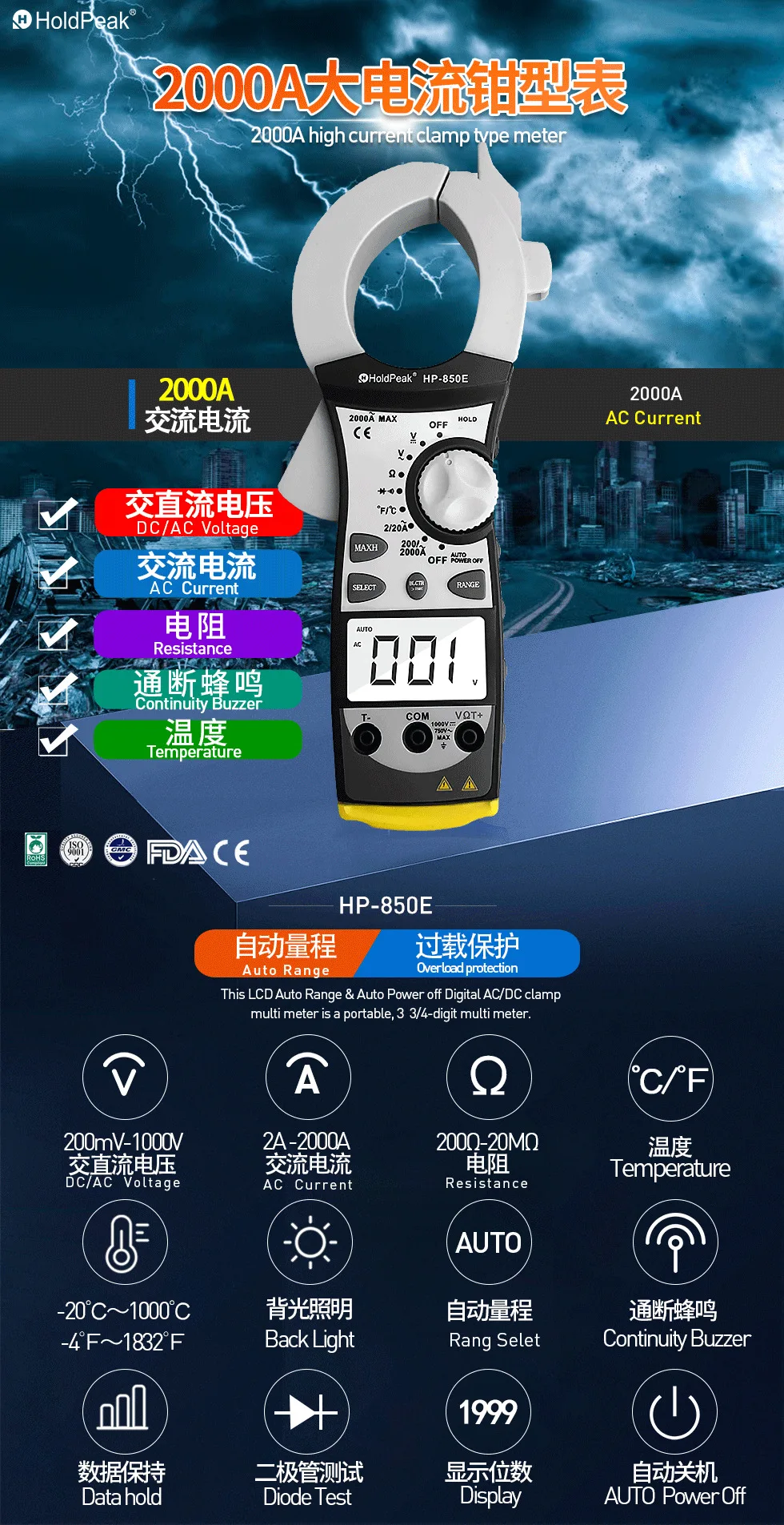 

Communication Clamp Type Multimeter Multifunctional Digital Multimeter Large Resistance Meter