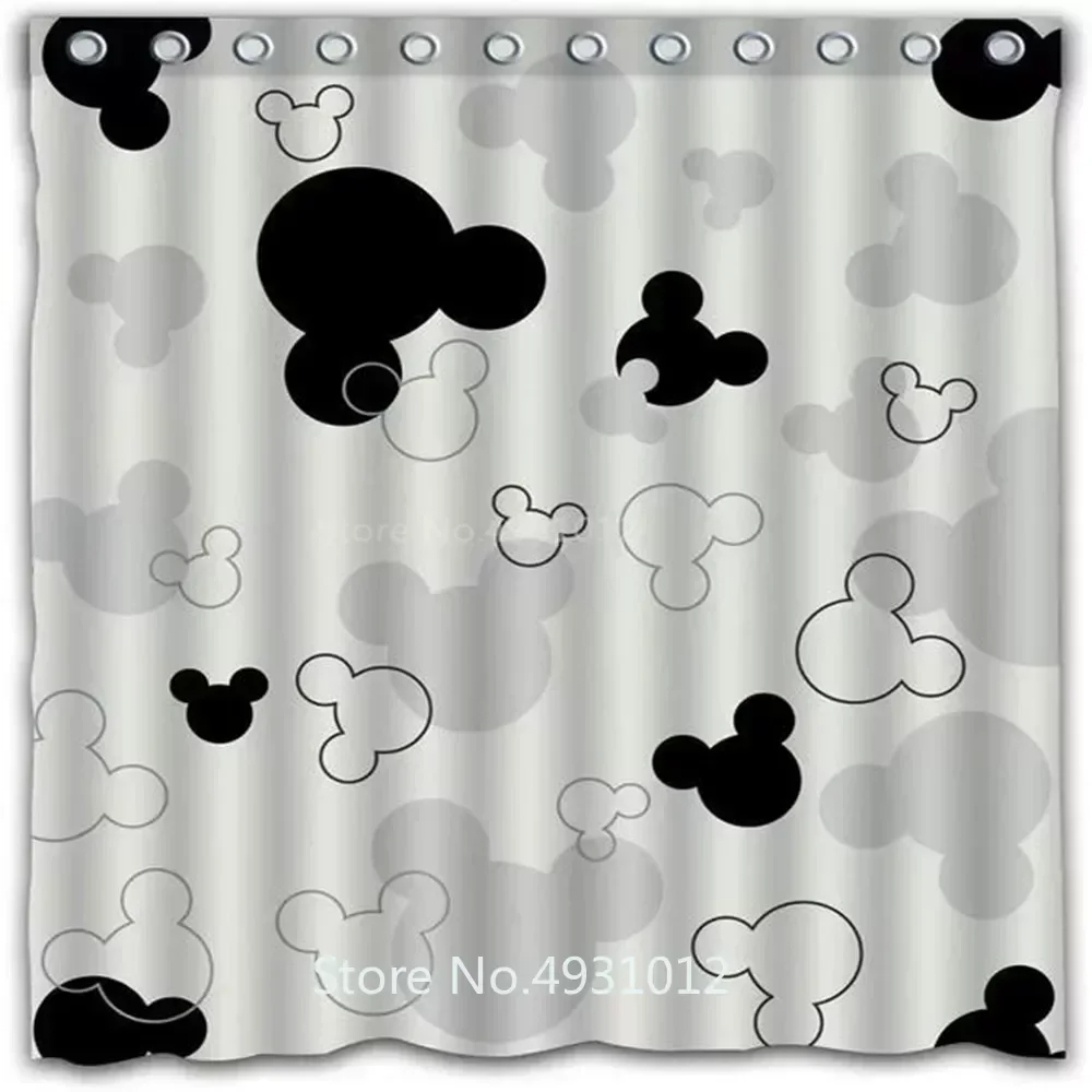 Colorful Disney Mickey Minnie Mouse Shower Curtain 1pcs Cartoon Bath Screen Curtains with Hooks for Bathroom Decor Waterproof