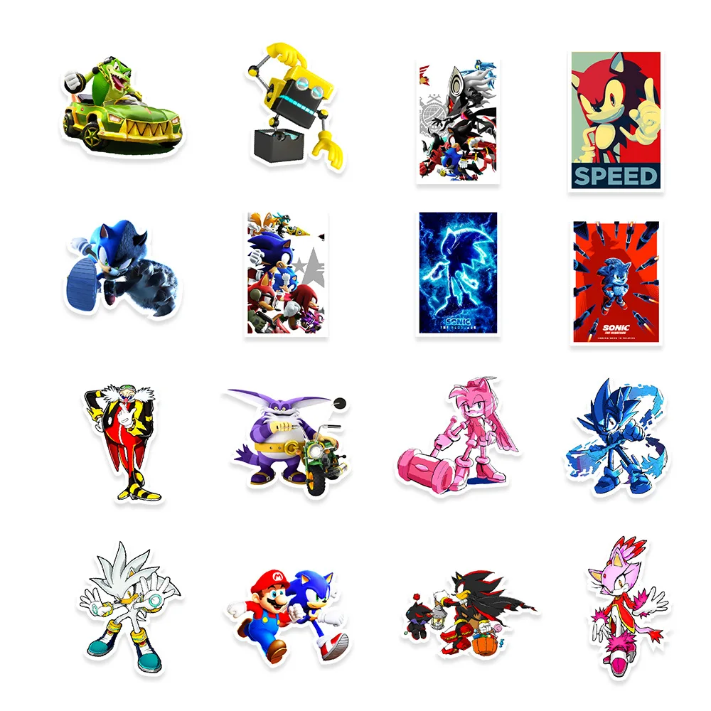 50sheet Anime Sonic Advance Stickers Graffiti Skateboard Laptop Guitar Phone Car Helmet Cool Anime Sticker Toy Christmas gift