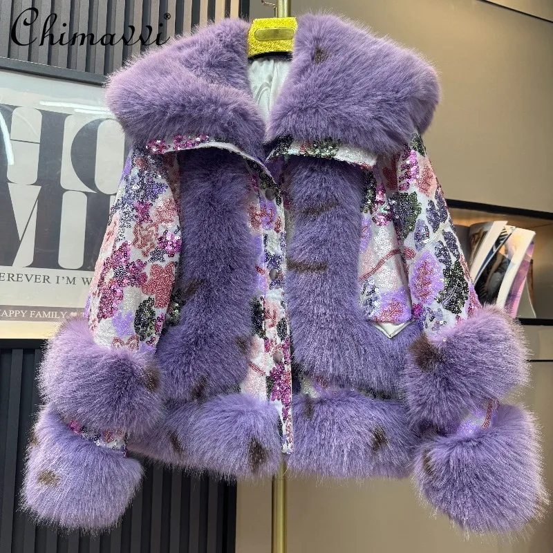 

2025 Winter Clothes New Fashion High-End Long-Sleeve Loose Fur Coat for Women Short Heavy Elegant Thickened Warm Fur Jackets