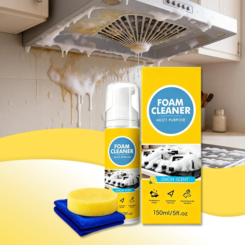 Kitchen Foam Cleaner Multi Purpose Degreaser Spray 150ml Lemon Scent for Stove Range Hood