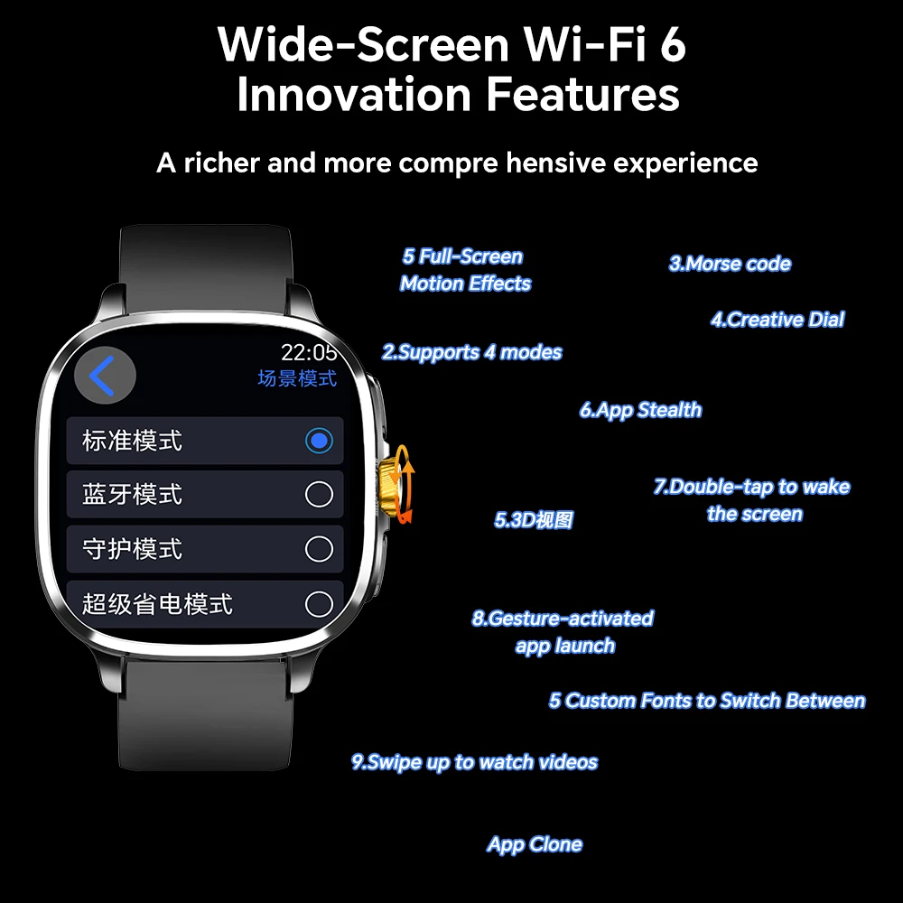 S99 ساعة ذكية 2.4 بوصة شاشة Amoled أكبر أندرويد 10.0 5G LTE ساعة ذكية مع 190 ° كاميرا دوارة ببطارية 2100 مللي أمبير في الساعة #3