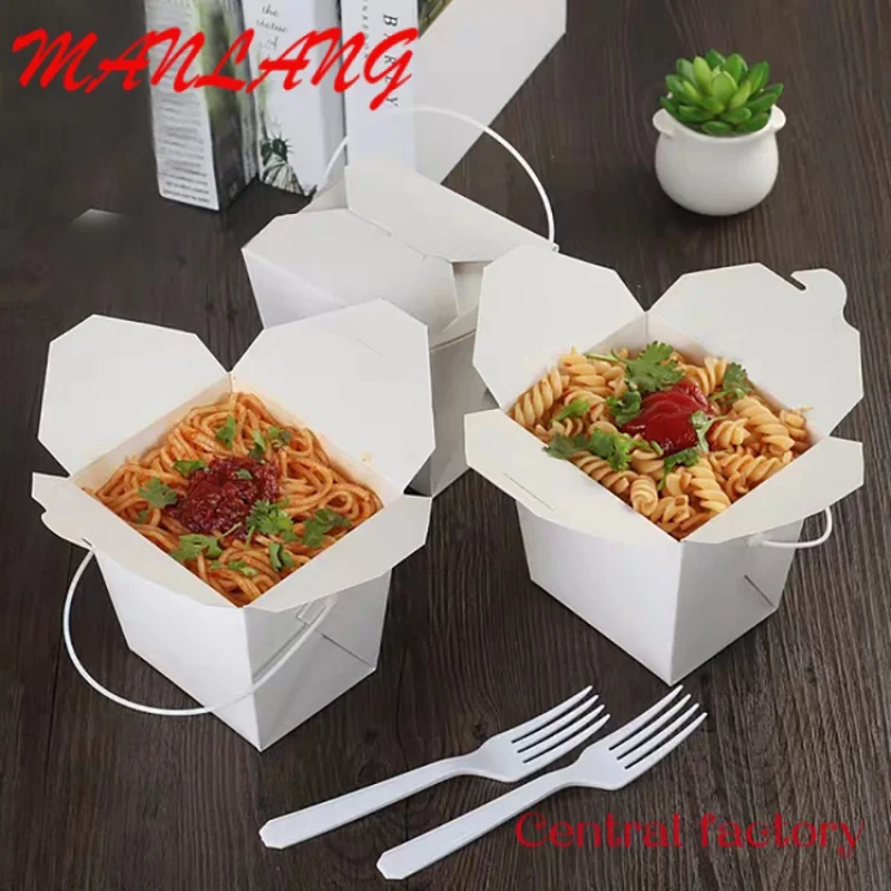 Custom  16oz 26oz 32oz Disposable Custom Printing Foldable Food Grade Noodle Paper Box For Take Away Food Packaging