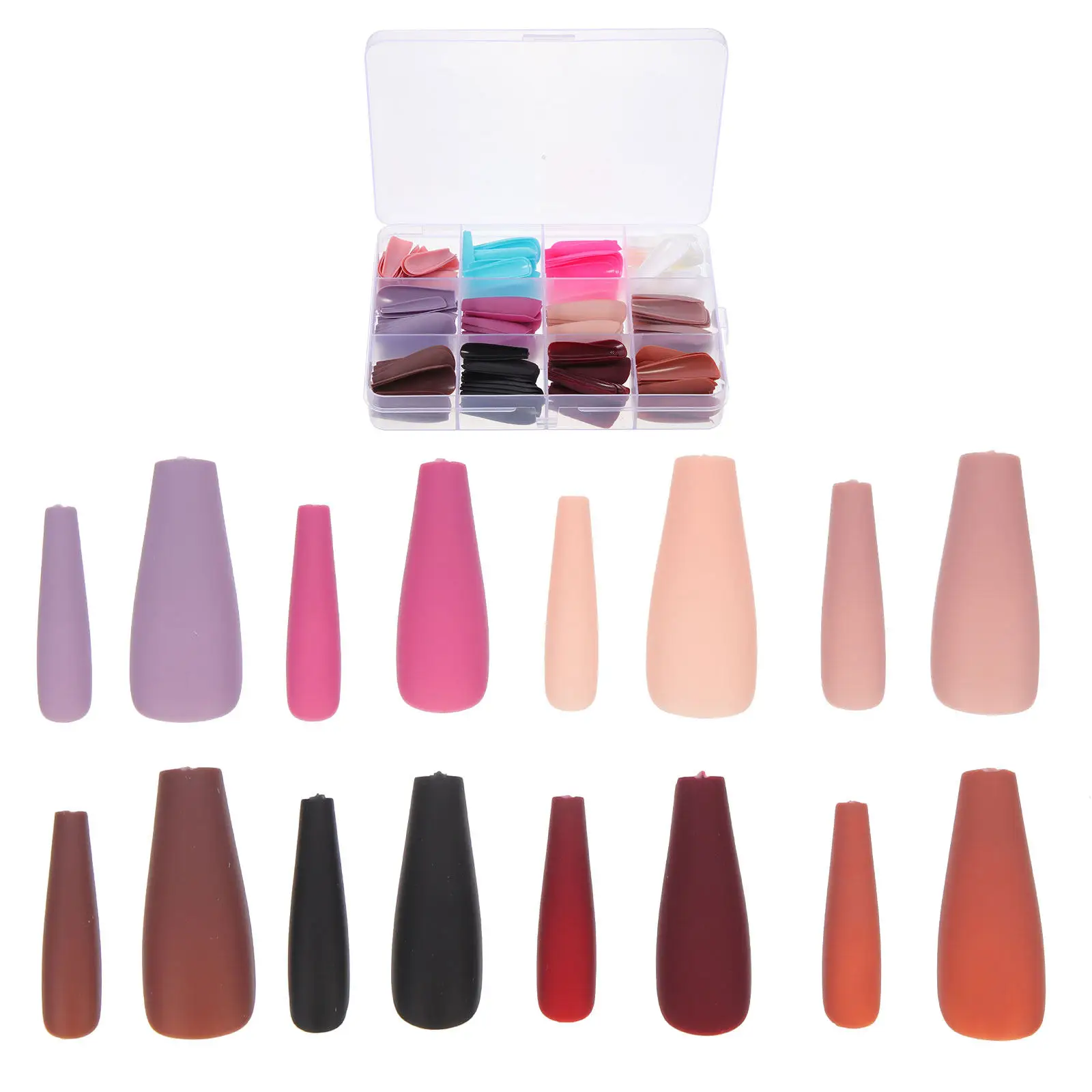 

False Nail Kit Frosted Ballet Fake Nails Full Cover Long Wearable Stylish Nail Art Decoration Fake Nails