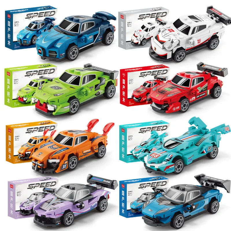 Pull back car Building Block Children Cartoon Character lega toys For Children Birthday Gifts