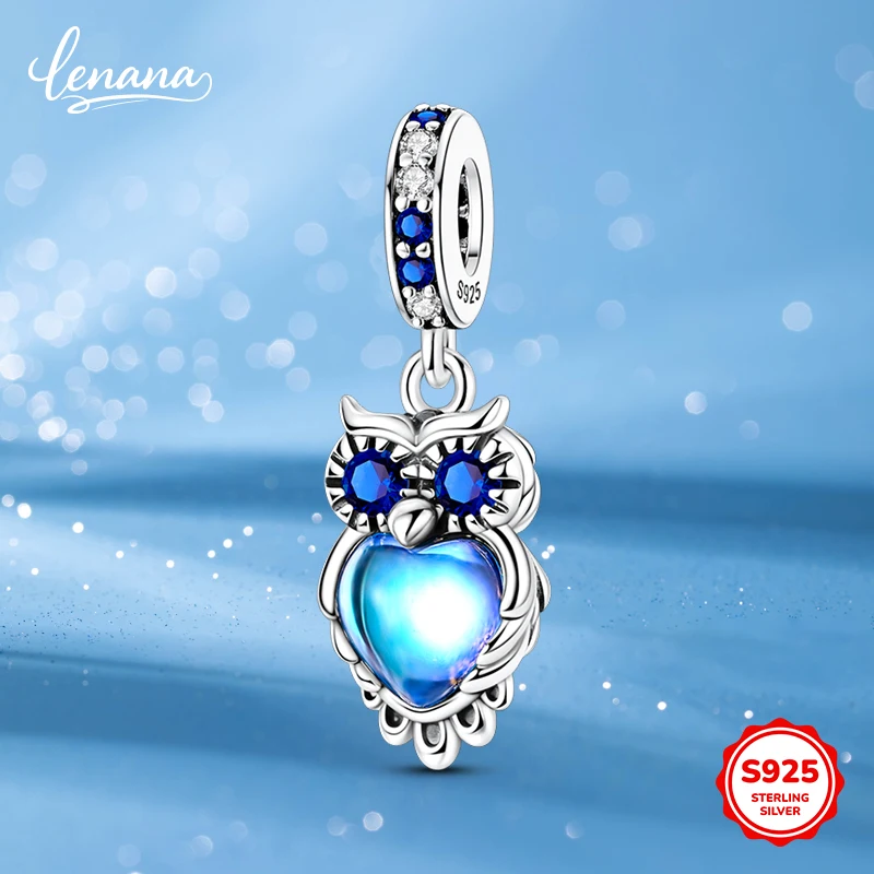 

925 silver moonstone owl pendant DIY jewelry accessory for women, perfect as a gift