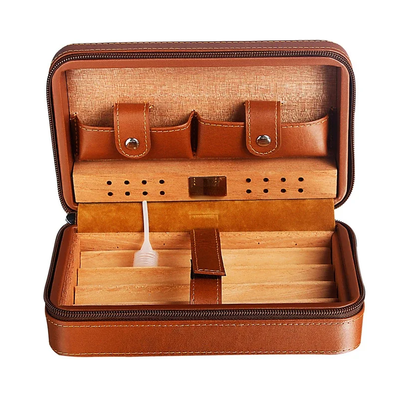 Cigar Case Cedar Wood Humidor Portable Travel Cigar Case