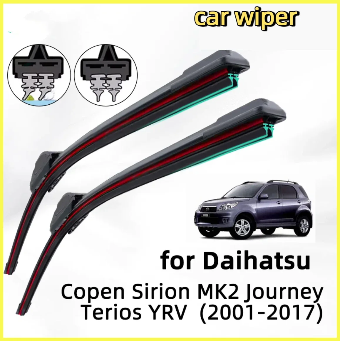 

Double Rubber Car Wiper for Daihatsu Copen Sirion MK YRV Caliber Journey Front Wiper Blades Brushes CutterAccessories Windscreen