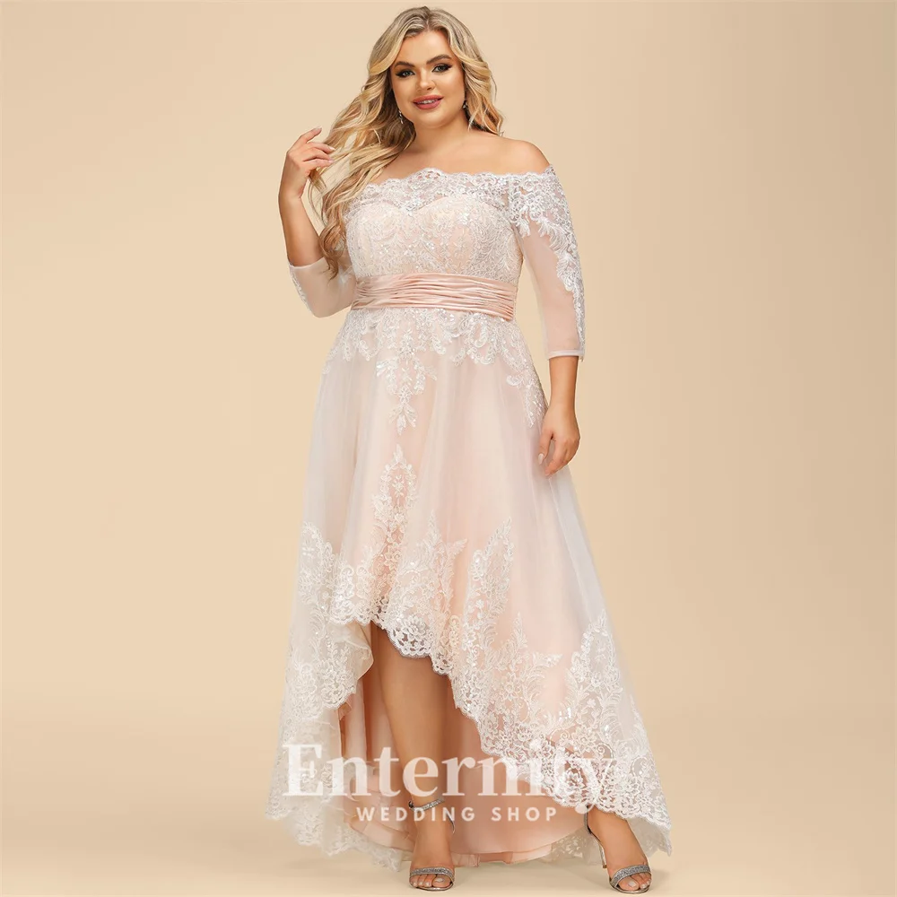 Customized Bride Dresses Off Shoulder Wedding Dress Asymmetrical Lace Satin Tulle Wedding Dresses for Woman Vestidos Dresses