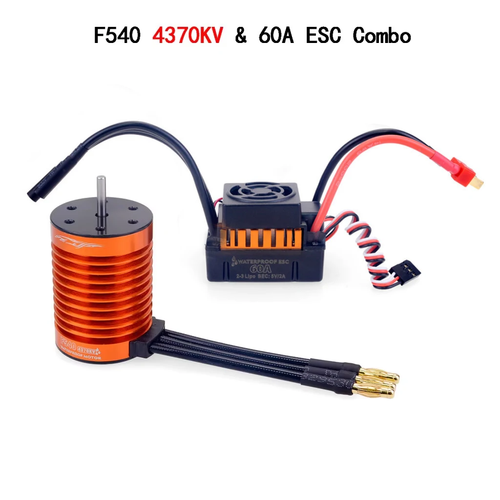 1:10 1:12 1:14 RC Deel Waterdicht F540 3300KV 4370KV Borstelloze Motor W/60A ESC voor Wltoys 144001 124019   RC 124018   Vrachtwagenbuggy