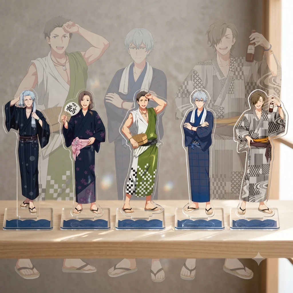 THE IDOLM@STER SideM Yukata Anime Acrylic Standee Keychain, Exquisite Sandwich Double Sided Printing Acrylic Stand Character