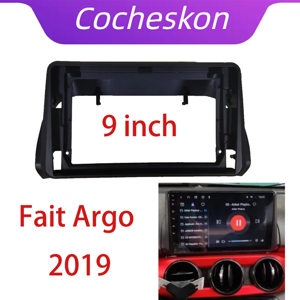 Cocheskon 1 Din 9inch Car Frame Fascia CanBus Box Adapter Android Radio Dash Fitting Panel Kit For Fiat Argo 2019