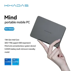 Khadas Mind 1 Mini PC con batteria da 5,55 Wh Piccolo computer desktop Intel con WiFi 6E, BT5.3, Mind Link, Windows 11 Home 32 GB + 1 TB