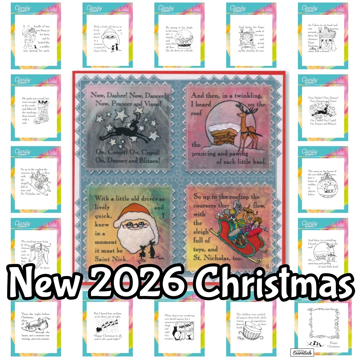 Christmas 2026 Twas the Night Santa Claus Stockings Fireplace Snow Globe Clear Stamps for DIY Making Gift Card Scrapbook Craft