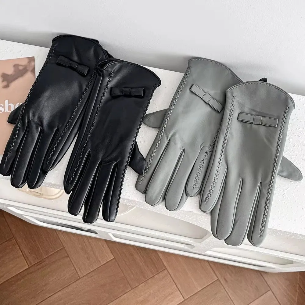 1Pairs New Leather Leather Gloves Windproof Cold Resistant Touch Screen Gloves Warm Fleece Lining Winter Gloves Women