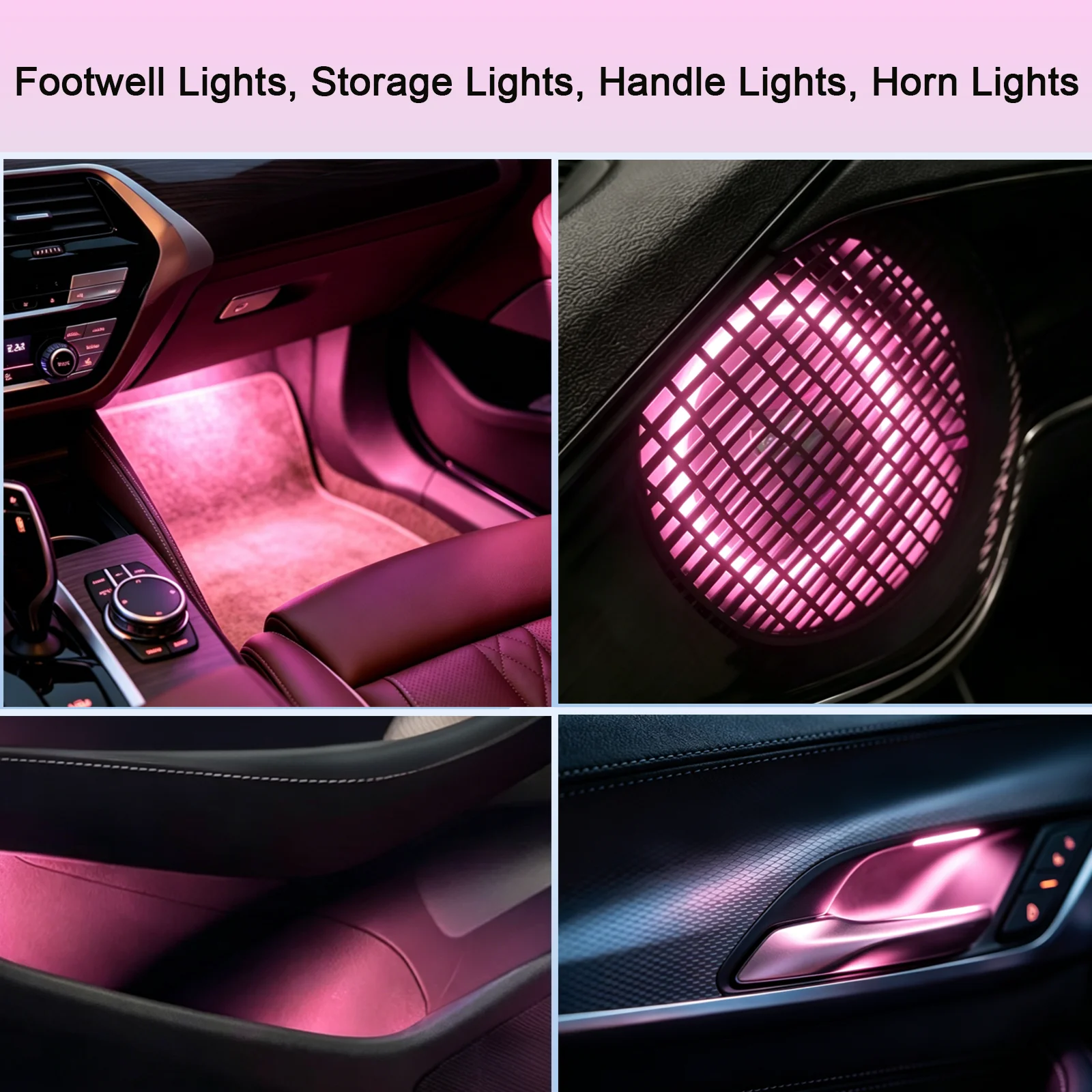 Éclairage d'ambiance pour voiture, éclairage de l'espace pour les pieds, éclairage de rangement, éclairage de poignée, éclairage de klaxon, modèle universel pour voiture, néon LED