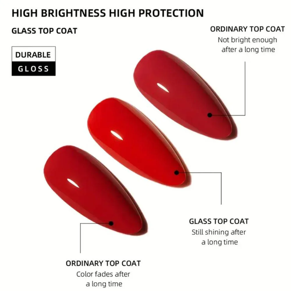 Smalto per unghie in gel con top coat in vetro da 15 ml Super Shine Strato sigillante trasparente Smalto per gel per unghie Top coat in gomma a lunga durata UV/LED NailGEL