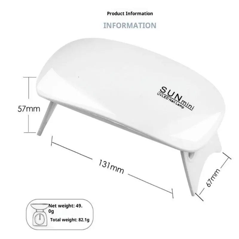 Mini lâmpada uv led para unhas, 6w, para cura, esmalte em gel, portátil, dobrável, 45s/60s, temporização, manicure, máquina seca, ferramenta de secagem de arte em unhas