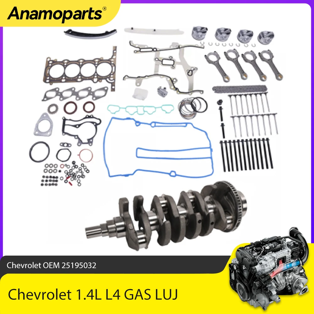 Engine Overhaul Rebuild Crankshaft & Pistons & Rings & Gasket Set Fit 1.4 L LUJ For Chevrolet Sonic Buick Encore 1.4L L4 GAS