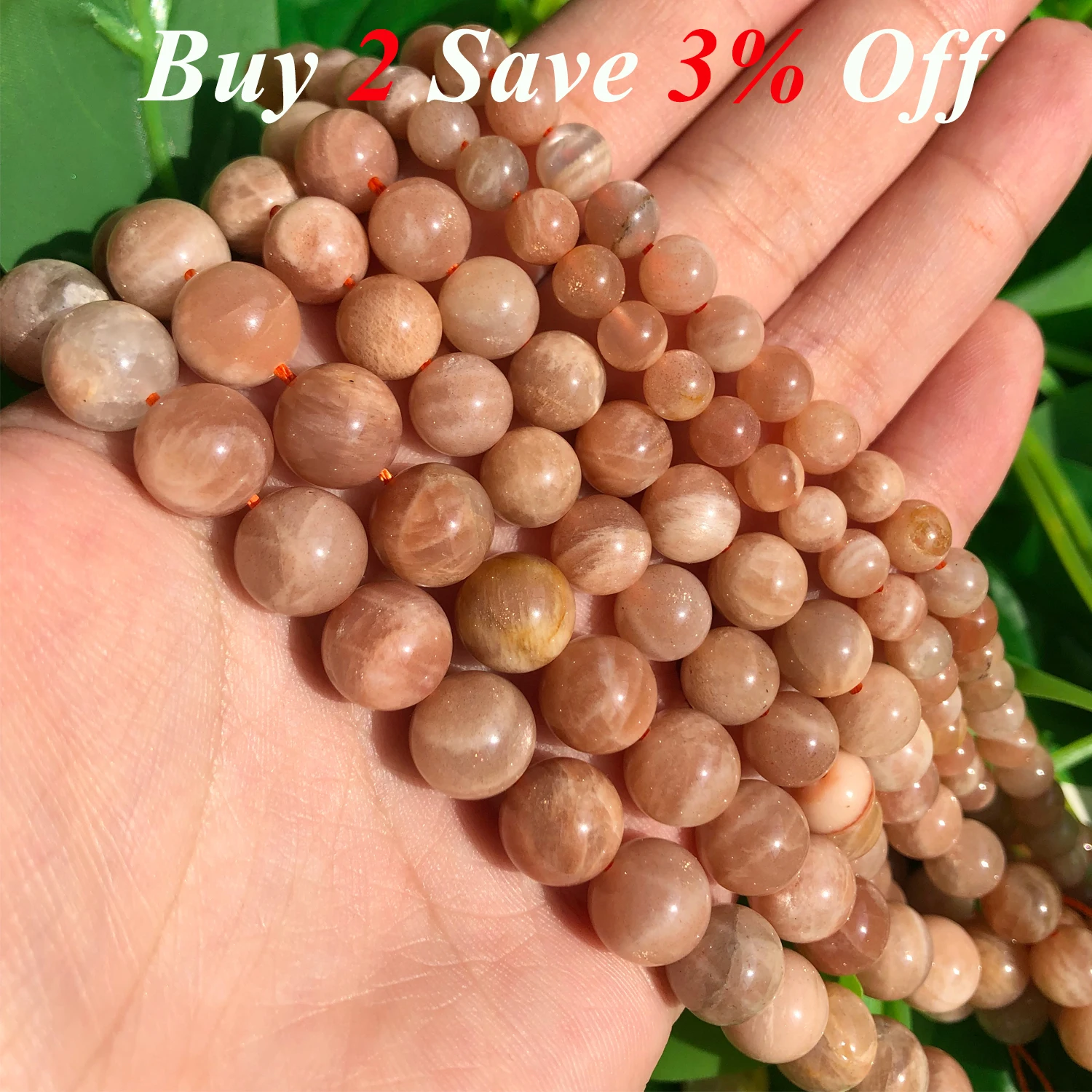 Natural Stone Sunstone Beads 4 6 8 10mm Round Spacer Beads for Needlework Jewelry Making Handmade Diy Bracelet Necklace 15 Inch