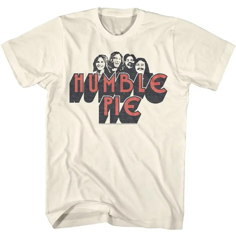 Humble Pie Red Black Logo Band Member Bust Men's T Shirt Rock Music Merch
