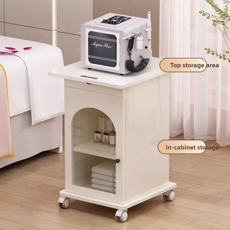 

Спа-тележка для красоты из цельного дерева для оборудования для лица, органайзер для салона, профессиональный инструмент для ухода за кожей, тележка для станции лечения