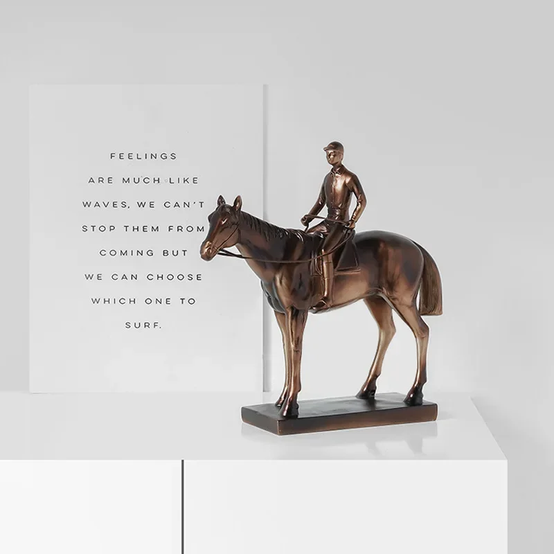 Resin Crafts Character Riding Horse Equestrian Sports Figure Handicraft Sculpture Decorative Figurines Decoration Accessories