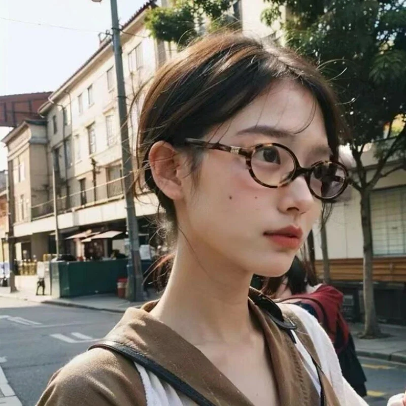 Y2K Retro Oval Frame Anti-Blue Light Glasses Sweet Cool Girls Black White Eye Glasses Vintage Simple Women Plain Glasses Eyewear