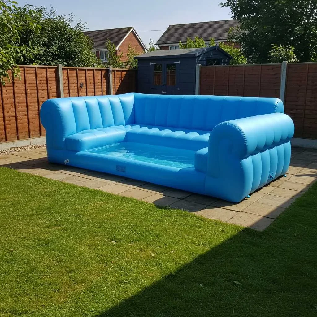 Nadmuchiwana sofa PVC w kształcie prostokąta na zamówienie dla dzieci, do ogrodu i na podwórko, duża sofa do basenu, akcesorium do wypoczynku.