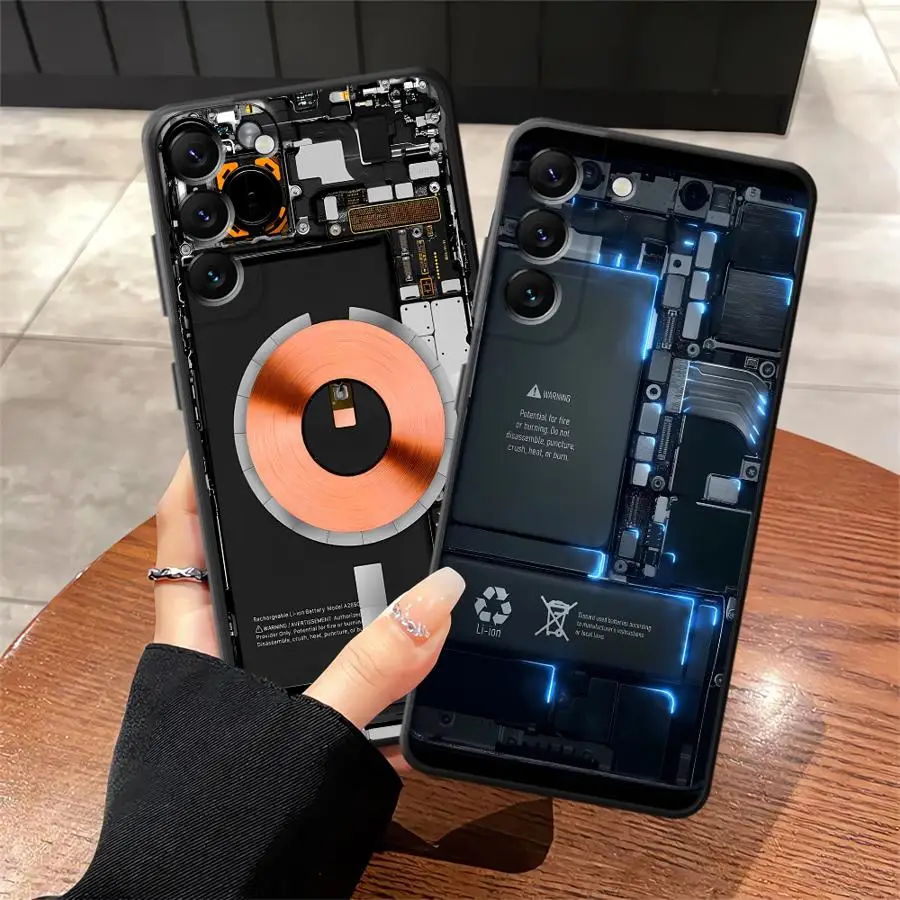 حافظة لهاتف سامسونج جالاكسي A10 A12 A70 A05 A17 A50 A04 A40 A16 A30 A15 A20 A13 A06 غطاء هاتف ناعم أسود نمط لوحة دوائر كهربائية #1