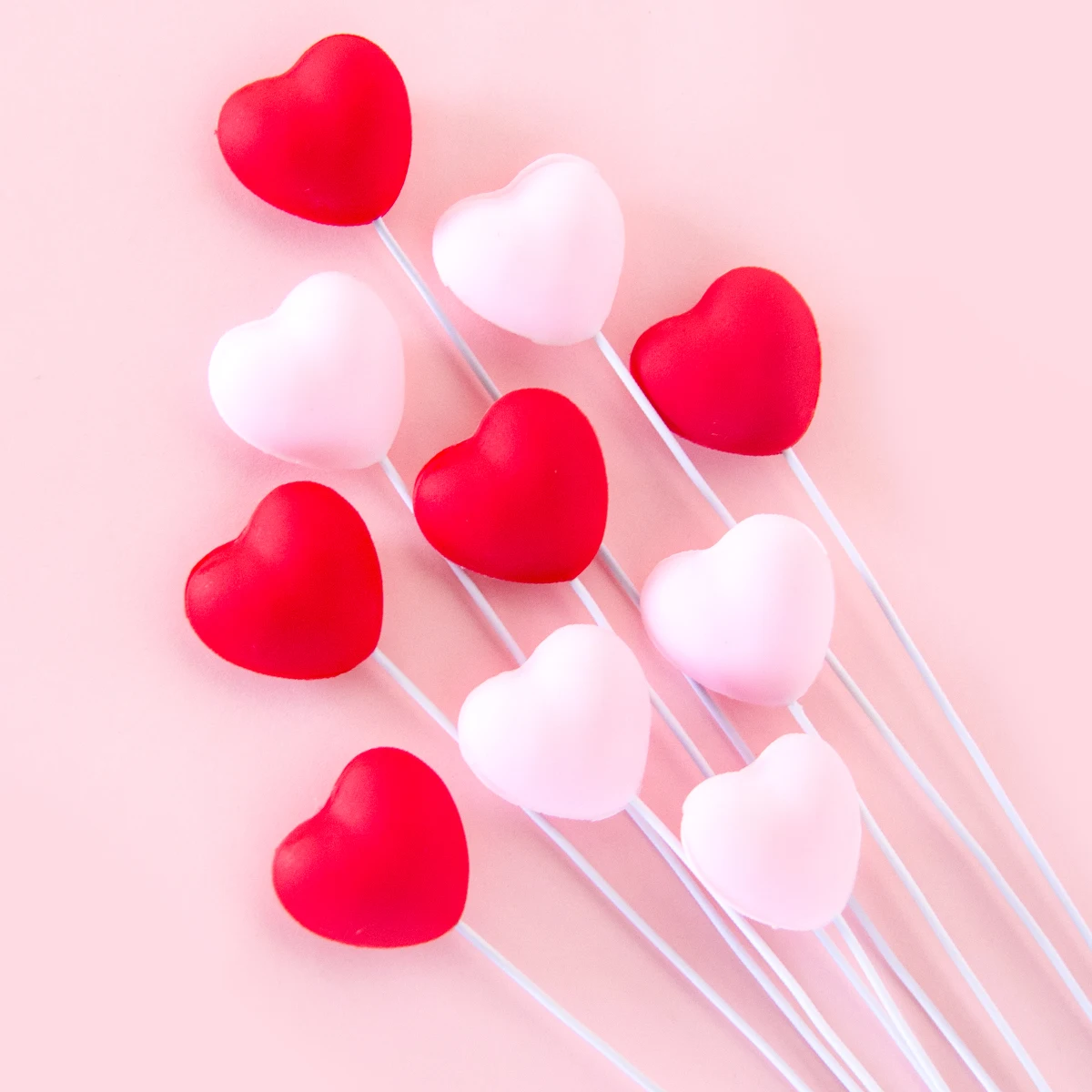 10pcs Red pink Heart Cupcake Toppers Love Valentine cake Picks Valentine's Day Theme Wedding Engagement Party Cake decorations