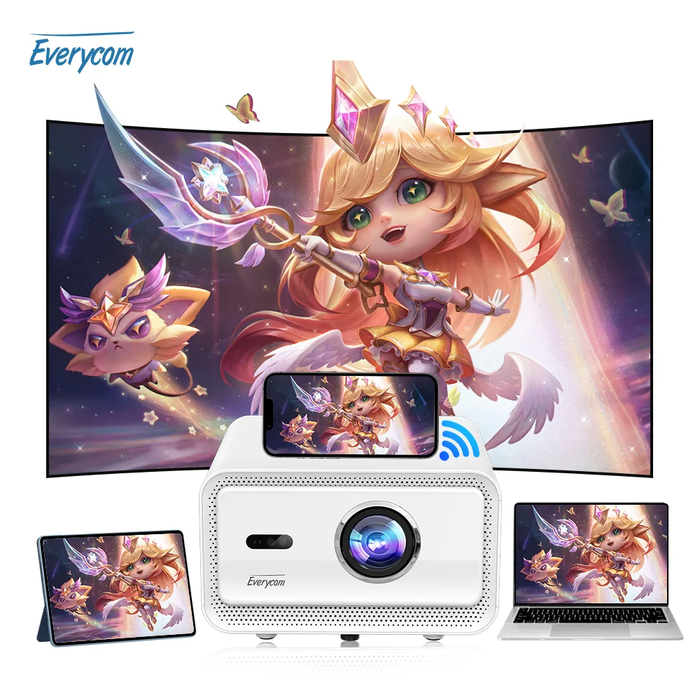 

4K 1500 ANSI Brightness Android 12 Movie Video 3d Ready Projectors 1080P WIFI Mini Projector Everycom Cubelite MINI 4K Projector