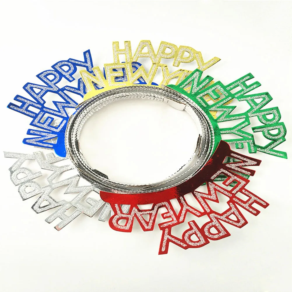 

12Pcs New Years Eve Headband Glitter Happy New Year Design Sparkle Tiaras Party Accessory Women Festive Celebration