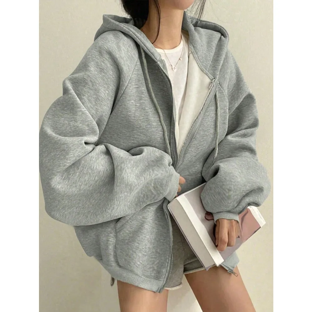 

Women's solid color raglan sleeves, long sleeves, casual loose drawstring hoodie, autumn and winter top sweatshirt